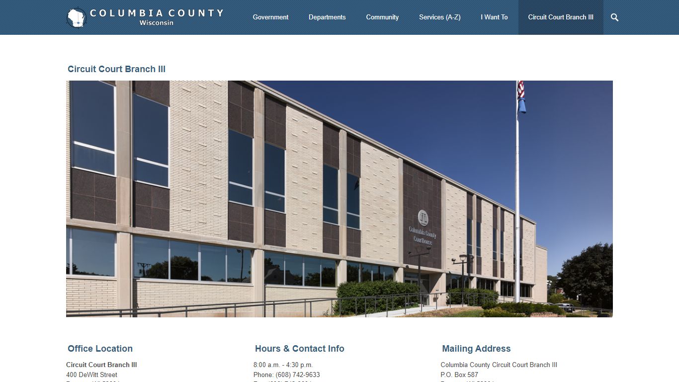 Columbia County Circuit Court Branch III Home Page