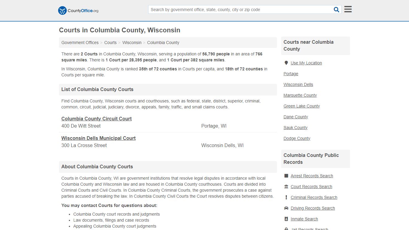 Courts - Columbia County, WI (Court Records & Calendars)